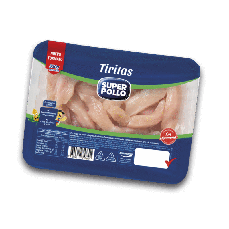 tiritas de pollo, bandejas 350 gr